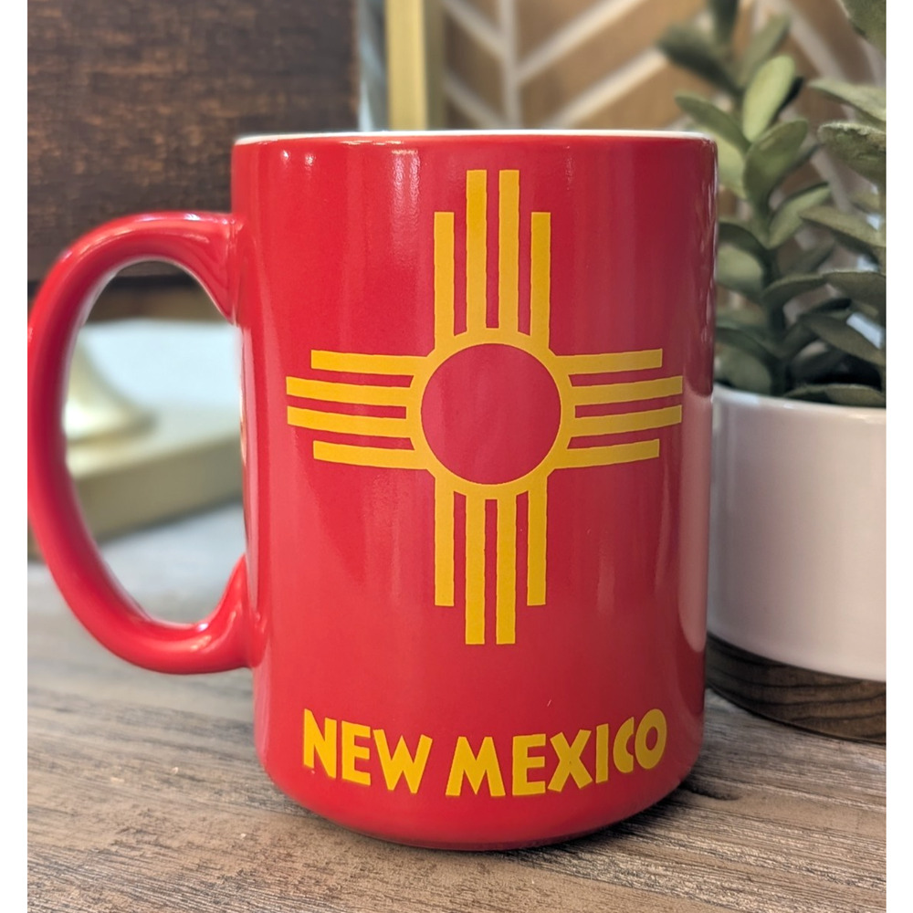 New Mexico Zia Sun Symbol Red Coffee Mug Southwest Ceramic Cup 15 oz